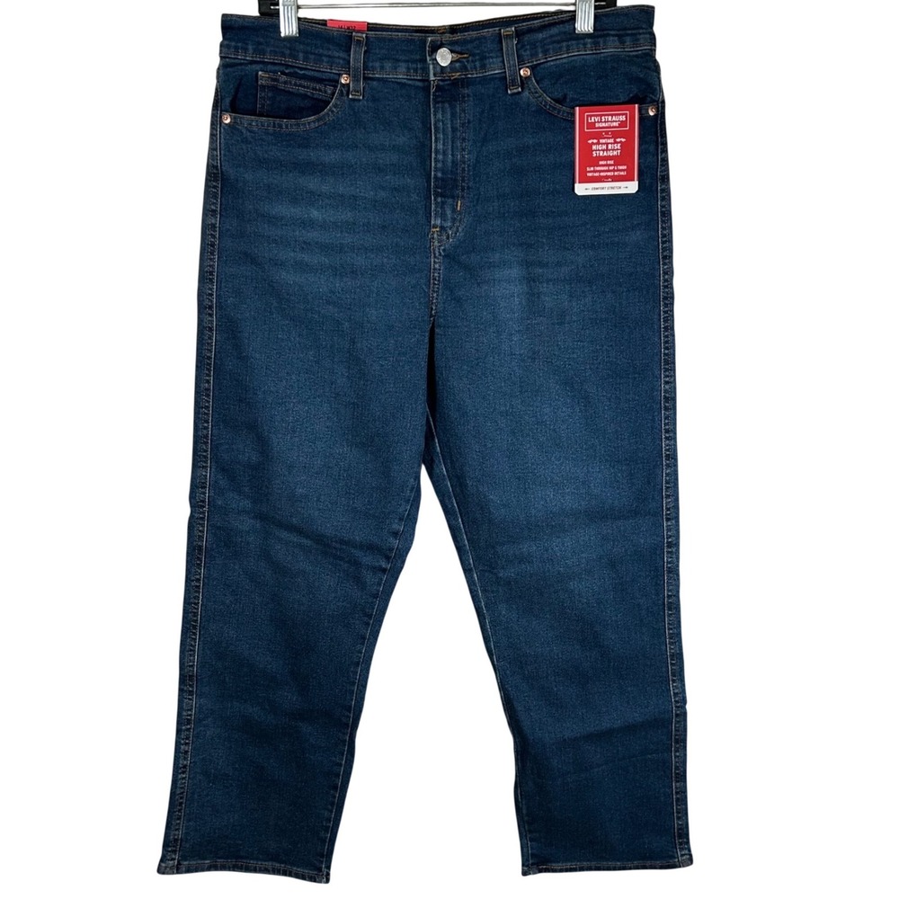 Levi Strauss Signature Vintage High Rise Straight Jeans Blue Size 14‎  NEW